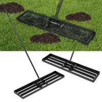 COSTWAY Rasen Nivellierrechen Metall, Rasenrechen mit ergonomischem Griff, 106cmx25cm