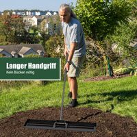 COSTWAY Rasen Nivellierrechen Metall, Rasenrechen mit ergonomischem Griff, 106cmx25cm