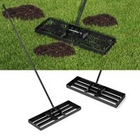 COSTWAY Rasen Nivellierrechen Metall, Rasenrechen mit ergonomischem Griff, 75cmx25cm, Schwarz
