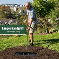 COSTWAY Rasen Nivellierrechen Metall, Rasenrechen mit ergonomischem Griff, 75cmx25cm, Schwarz
