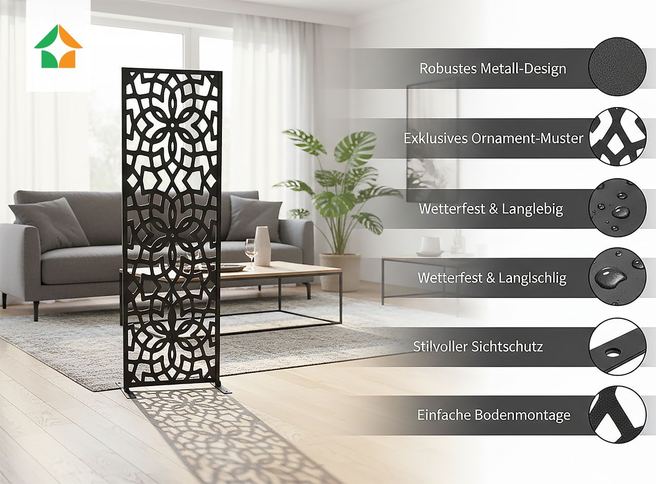 Dekorative Metallwand Metallsichtschutzwand