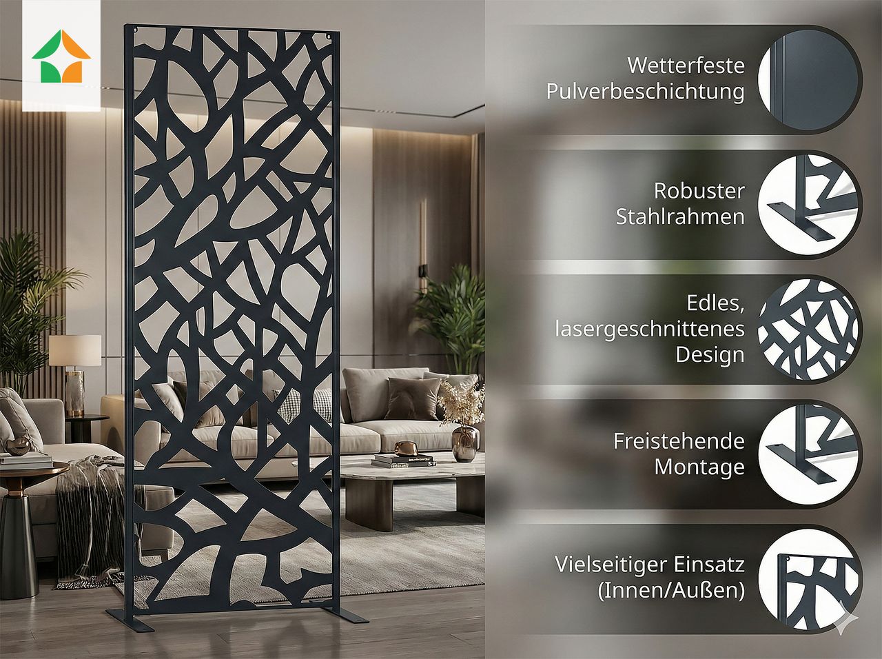 Dekorative Metallwand Metallsichtschutzwand