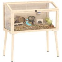 Hamsterkäfig, Holz Zwerghamstergehege, Kleintierstall mit Wippe Wasserflasche