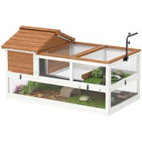 Schildkrötenhaus aus Holz Schildkrötengehege mit Zwei Haupthäusern Lampenhalter
