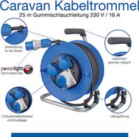 Camping SET Kabeltrommel, Adapterleitung, Verlängerungskabel und Taschenlampe IP44