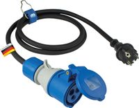 Adapterleitung 1,5 m Schukostecker auf CEE Kupplung mit Spannungsanzeige, Außenbereich IP44