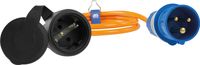 Adapterleitung 1,5 m Schukokupplung auf CEE Stecker mit Spannungsanzeige, Außenbereich IP44
