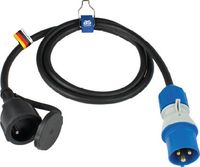 Adapterkabel 1,5 m CEE Stecker mit Spannungsanzeige auf Französiche NF Kupplung, Außenbereich IP44