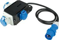 Camping Stromverteiler mit CEE Stecker, 1 x Schuko und 2 x CEE Steckdosen spritzwassergeschützt