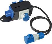 Camping Stromverteiler mit CEE Stecker, 2 x Schuko und 1 x CEE Steckdosen und Kupplung