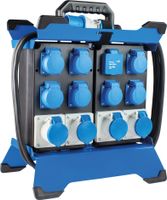 Camping Stromverteiler mit CEE Stecker, 7x Schuko, 4x CEE Steckdosen, 2x USB spritzwassergeschützt