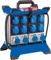 Camping Stromverteiler mit CEE Stecker, 7x Schuko, 4x CEE Steckdosen, 2x USB spritzwassergeschützt