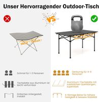 Campingtisch faltbar, Falttisch mit aufrollbarer Tischplatte, Klapptisch Gartentisch