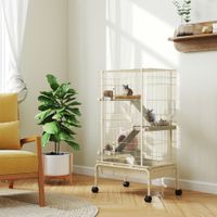 Kleintierkäfig, Nagerkäfig Frettchenkäfig mit 3 Rampen ausziehbarem Tablett