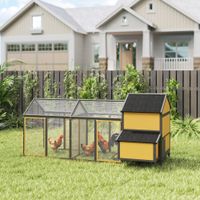 Hühnerstall aus Holz Hühnerhaus mit Nistkasten Geflügelstall mit Rampe Gelb