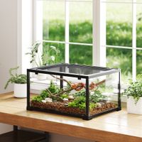 Terrarium für Reptilien Glasterrarium Reptil Fütterungsbox mit Schiebetür