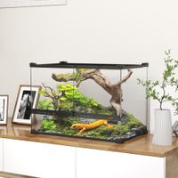 Terrarium für Reptilien Glasterrarium 48L mit Frontbelüftung Schwarz