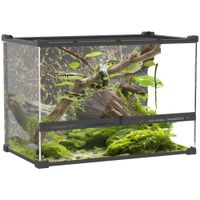 Terrarium für Reptilien Glasterrarium 48L mit Frontbelüftung Steinrückwand