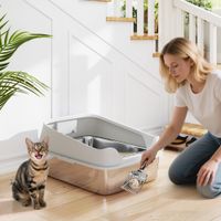 Katzentoilette Edelstahl Offene Katzenklo Katzentoilette mit Schaufel hohem Rand