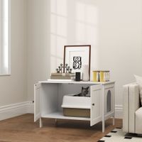 Katzenklo-Schrank Katzenhaus mit Tür Trennwand Katzentoilette für große Katzen 80 x 51 x 54 cm