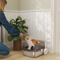 Katzenklo Edelstahl, offen Katzentoilette mit hohem Rand, Wanne, Schaufel Grau