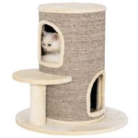 Kratztonne für Katzen, 61cm Hoch Katzentonne mit 2 Höhlen für klein Katzen Beige
