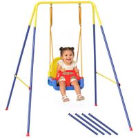 Babyschaukel 3 in 1 Kinderschaukel Babysitz mit Rückenlehne, Anschnallgurt Blau