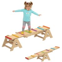 2 In 1 Balance Wippe Kinder Schwebebalken aus Holz Wippe Schaukelwippe Garten