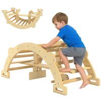 Montessori Klettergerüst Indoor, 2 in 1 Kletterbogen Kletterspielzeug aus Holz