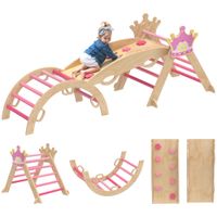 8-in-1 Indoor-Klettergerüst für Kinder, Rutsche, Rampe, Bogen, Holz