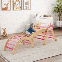 8-in-1 Indoor-Klettergerüst für Kinder, Rutsche, Rampe, Bogen, Holz