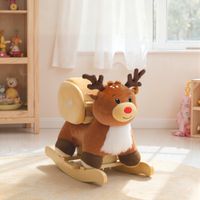 Kinder Schaukelpferd Baby Schaukeltier Rentier mit Schlafliedern Plüsch Braun