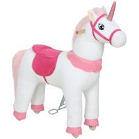 Reitpferd auf Rollen Spielpferd zum Reiten mit Einhorn-Design Weiß