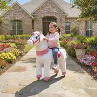 Reitpferd auf Rollen Spielpferd zum Reiten mit Einhorn-Design Weiß