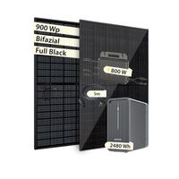 VALE Balkonkraftwerk 900W mit Speicher, 2x 450W Bifazial, Marstek M2-800, Marstek B2500, 3m Kabel