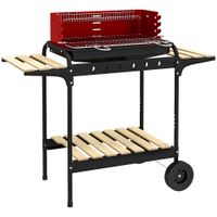 Holzkohlegrill aus Metall BBQ Smoker mit Räder, höheverstellbar Grillrost