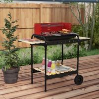 Holzkohlegrill aus Metall BBQ Smoker mit Räder, höheverstellbar Grillrost
