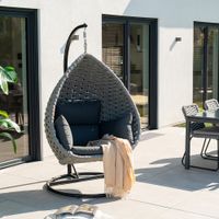 Home Deluxe Hängesessel aus Seilgeflecht Hellgrau CADEIRA - 1-Sitzer