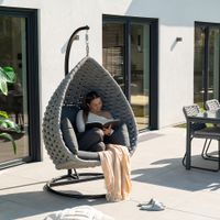 Home Deluxe Hängesessel aus Seilgeflecht Hellgrau CADEIRA - 1-Sitzer