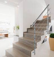 Treppengeländer Set - ca. 110x 150 cm, Edelstahl inkl. 5 Querstäben und 2 Pfosten seitliche Montage 