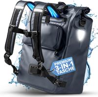 3in1 wasserdichte Fahrradtasche / Rucksack für Gepäckträger 22L