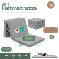 AH-FALT Klappmatratze – Faltbare Kaltschaummatratze mit 3-Zonen-Kern, Gästematratze, 60 x 190 - 9 cm Höhe 