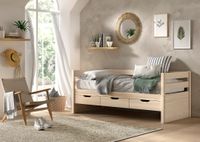 VIPACK - Funktionsbett, 3 Schubladen u. Rolllattenrost, 90 x 200, Ausf. Milky White lackiert