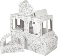 Tektorado Kartonspielzeug–Pizza- Foodtruck – Weiß, 3-lagig, bemalbar Kreatives Kinder-Bastelset