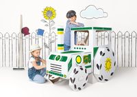 Tektorado Traktor Kartonspielzeug – Weiß, 5-lagig, bemalbar – Kreatives Bastelspiel für Kinder