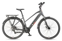 Telefunken Damen Trekking E-Bike XT490 mit 8-Gang Shimano Kettenschaltung, Granitgrau