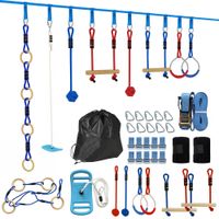 Ninja Line Kinder 10m 9-teilig Slackline Set mit 2 Turnringe, 3-in-1 Schaukel