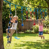 Ninja Line Kinder 10m 9-teilig Slackline Set mit 2 Turnringe, 3-in-1 Schaukel