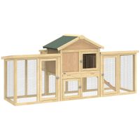 Hühnerstall Hühnerhaus aus Holz 204x85x93 cm mit Nistkasten, wasserdichtem Dach