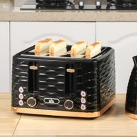 Toaster 4 Scheiben mit 7 Stufen, Auftaufunktion, Liftfunktion 1860 W Schwarz
